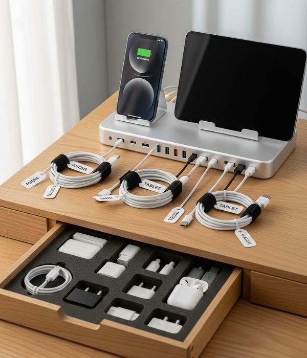 10 Genius Electronics Organization Ideas to Finally End Tech Clutter 3 My Charging Station That Prevents Chaos