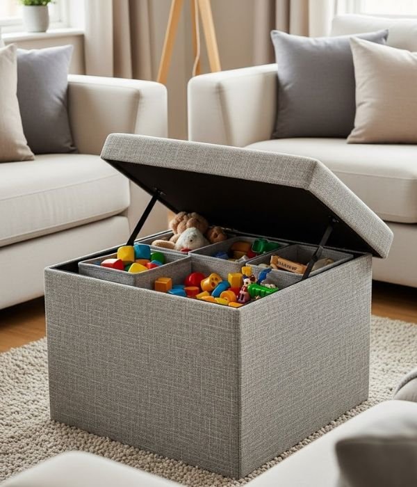 DIY Toy Storage for The Living Room: 15 Easy Ways I Keep My Space Tidy Without Losing My Mind 5 Ottoman Storage