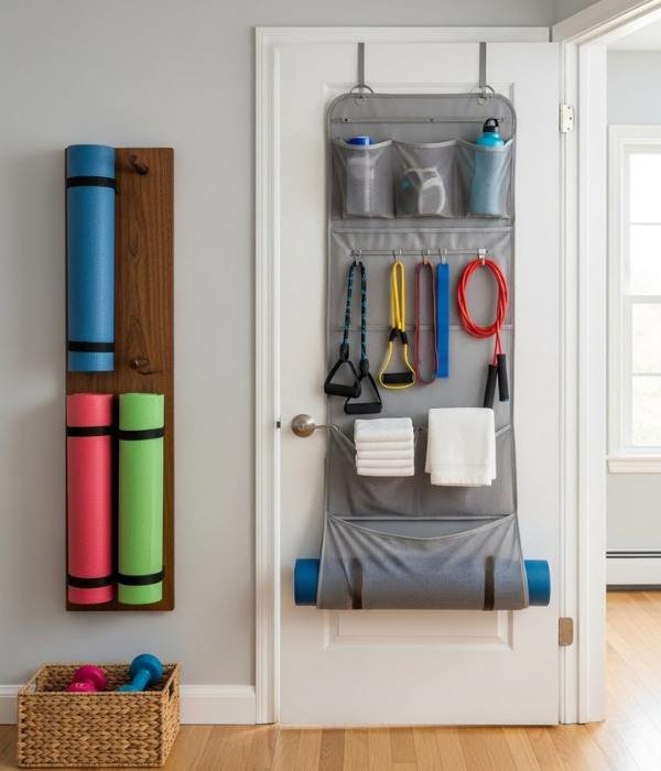 Workout Equipment Storage in the Home: 10 Genius Ways I Finally Got My Space Under Control 6 Over the Door Storage That Took Zero Floor Space