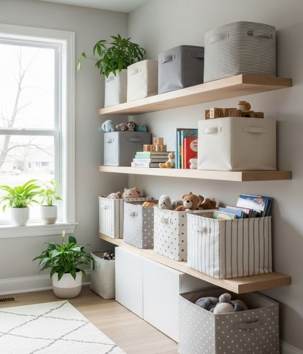 DIY Toy Storage for The Living Room: 15 Easy Ways I Keep My Space Tidy Without Losing My Mind 3 Shelving With Decorative Bins