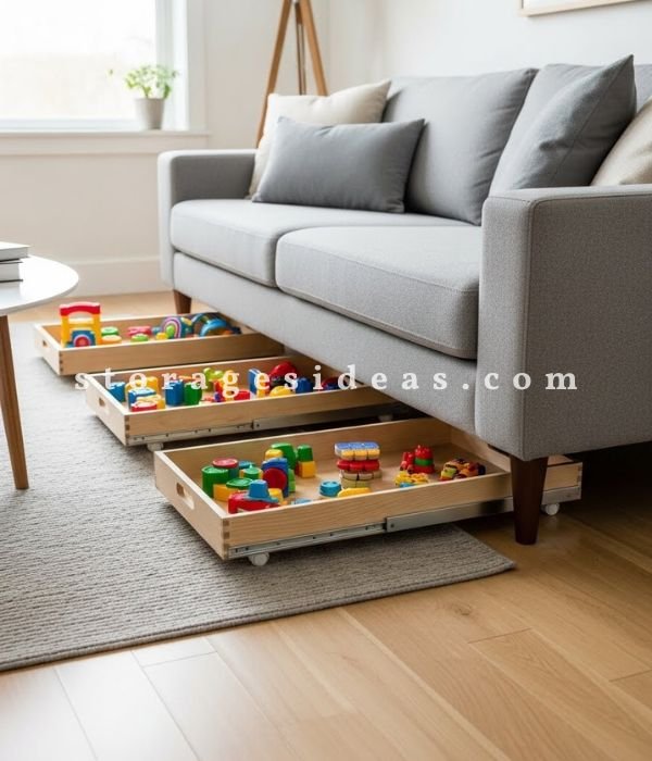 DIY Toy Storage for The Living Room: 15 Easy Ways I Keep My Space Tidy Without Losing My Mind 4 Under Couch Storage for Stuff I Rarely Use