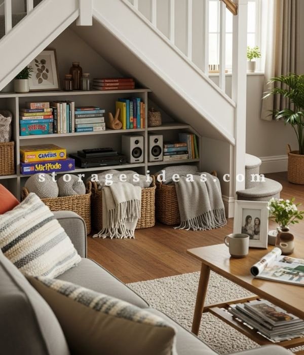 Using Under Stairs Space for Everyday Living Room Needs