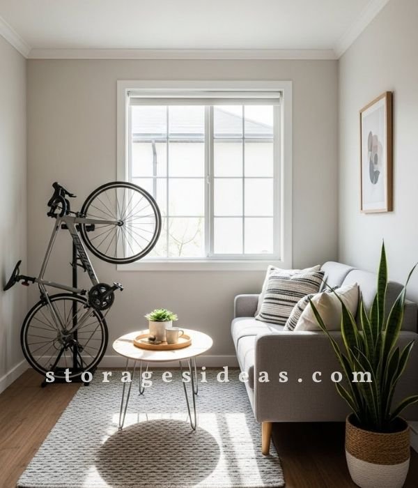Smart & Stylish Ways to Create a Living Room With Bike Storage 2 Vertical Stands for Corners or Tight Spaces