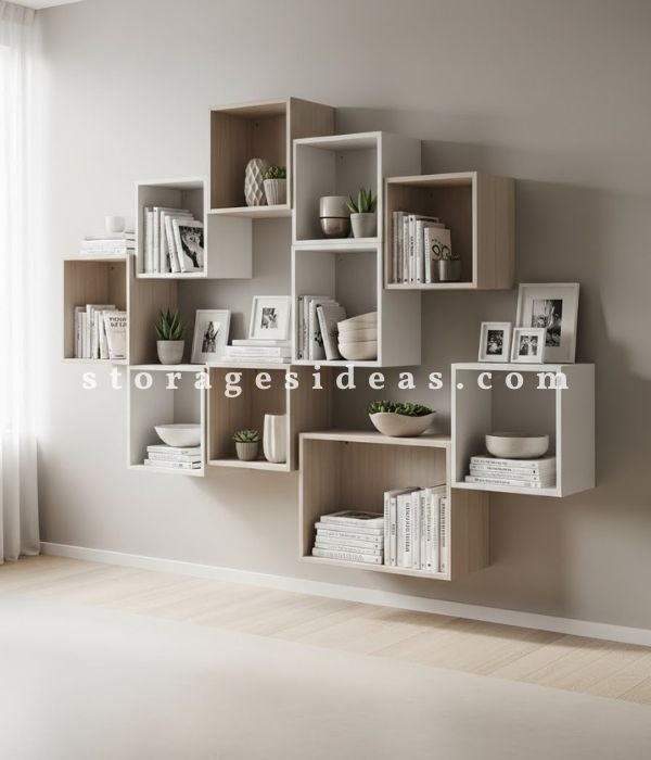 Wall Mounted Cube Storage for a Lighter Look