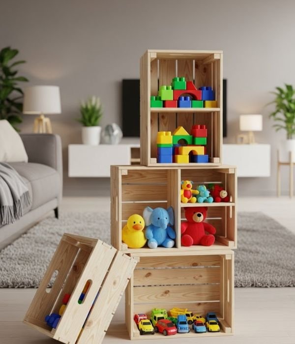 DIY Toy Storage for The Living Room: 15 Easy Ways I Keep My Space Tidy Without Losing My Mind 7 Wooden Crates Turned Into Flexible Toy Stations