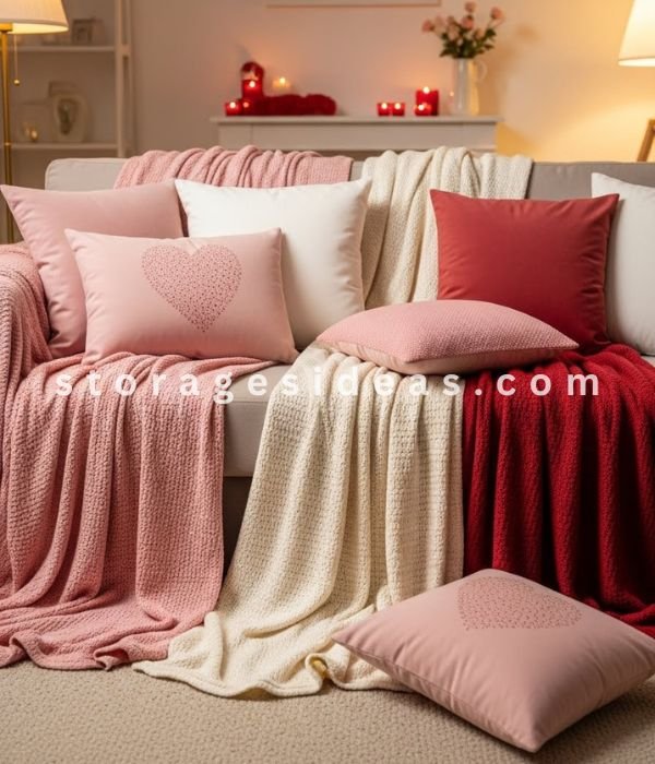 Soft Throws and Cushions With Valentine Accents