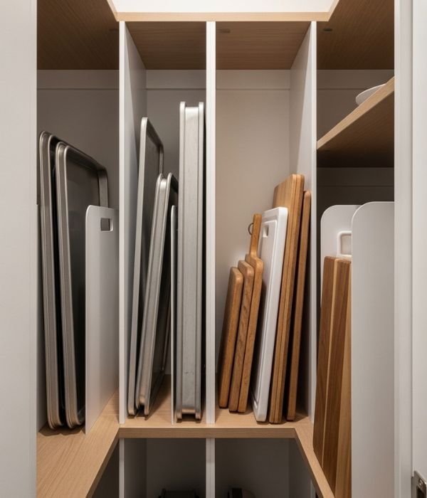 12 Smart Narrow Pantry Storage Ideas That Use Every Inch of Space 8 Vertical Dividers