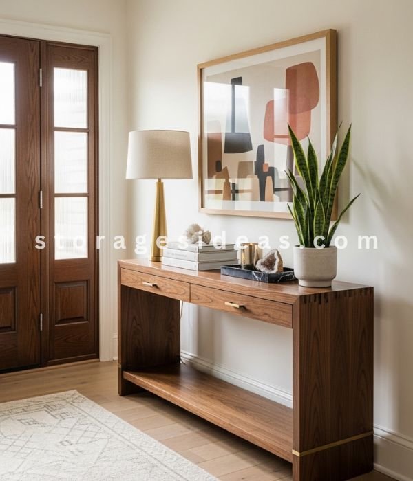 8 Effortless Entryway Storage Ideas for Small Spaces That Don’t Make Your Entry Feel Crowded 4 A Narrow Console