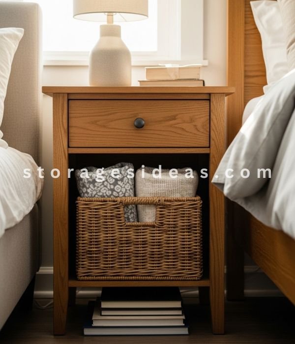 11 Creative Nightstand Storage Ideas That Keep Your Bedside Clutter-Free 7 Basket Underneath