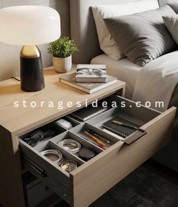 11 Creative Nightstand Storage Ideas That Keep Your Bedside Clutter-Free 1 Built In Drawer Nightstand