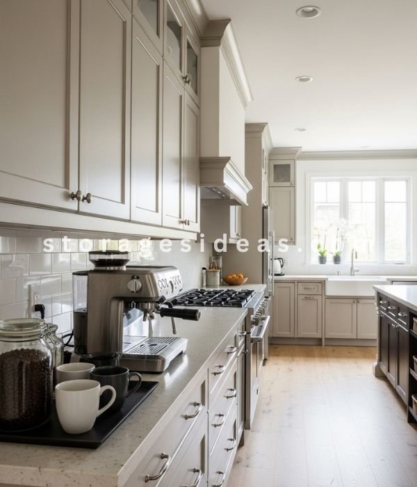 10 Simple Kitchen Counter Storage Ideas That Make Small Kitchens Feel Bigger 5 Creating a Contained Coffee