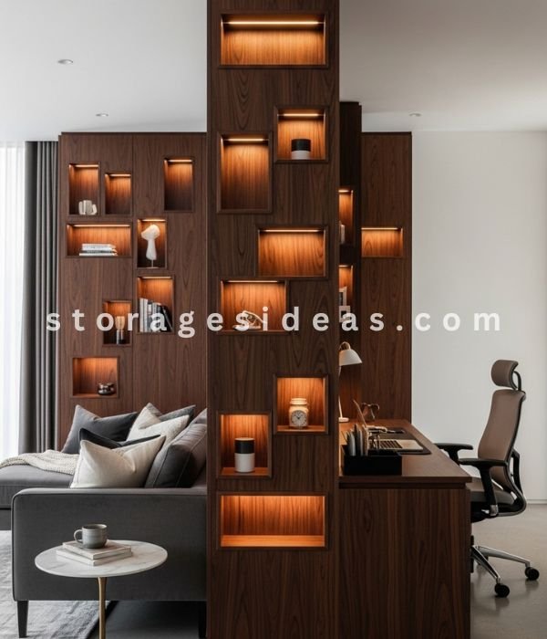 15 Living Room Partitions With Storage Ideas That Make the Space Work More Clearly 2 Creating a Full Height Divider