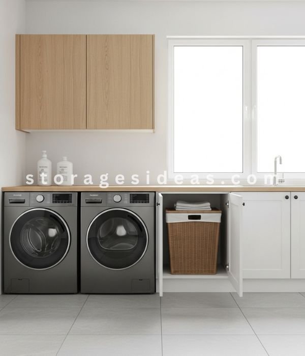 11 Small Laundry Room Organisation Ideas That Instantly Reduce Clutter 9 Hidden Hamper Setup