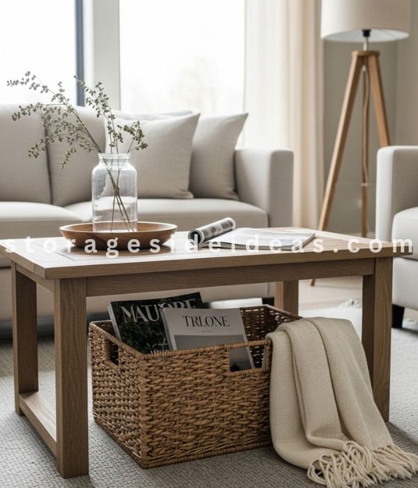 Small Space Hack: 7 Creative Under-Side Table Storage Ideas That Actually Work 6 I Used an Open Basket
