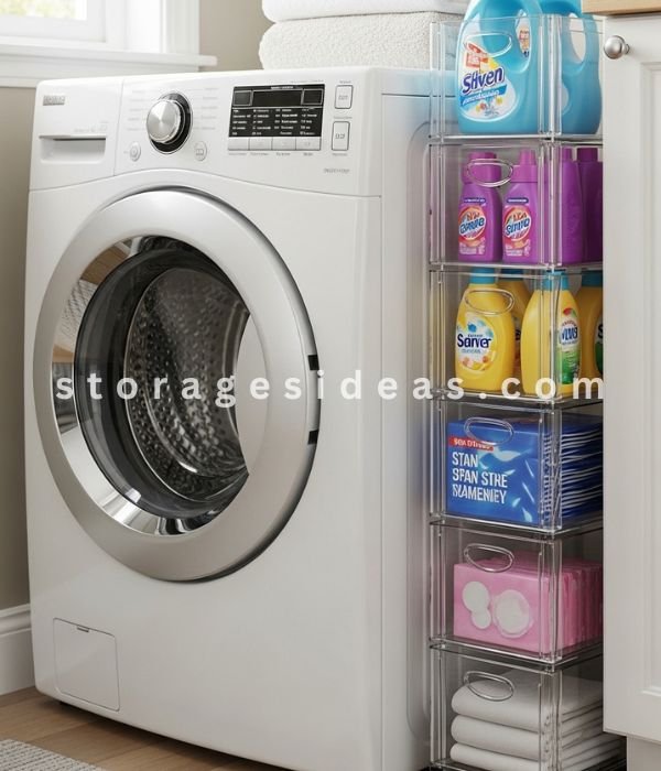 11 Small Laundry Room Organisation Ideas That Instantly Reduce Clutter 2 Narrow Gap Storage
