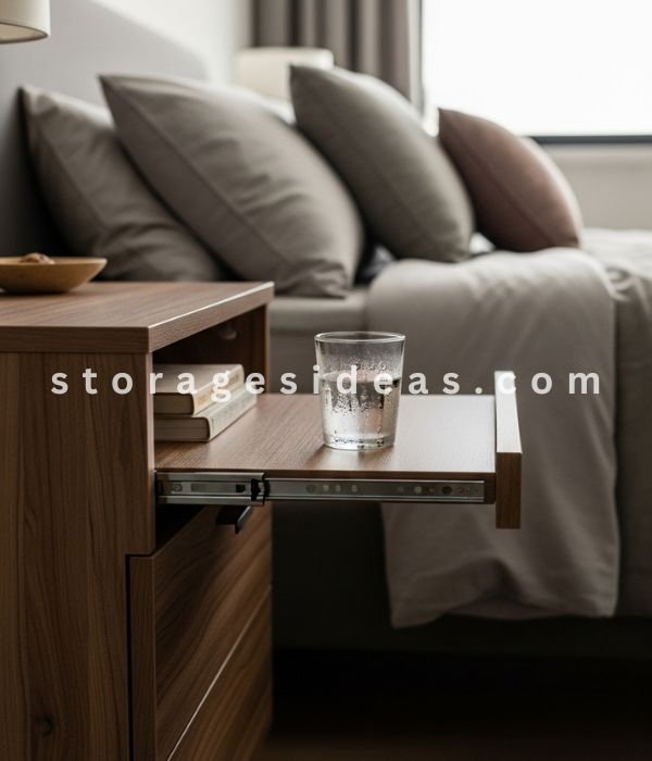11 Creative Nightstand Storage Ideas That Keep Your Bedside Clutter-Free 10 Pull Out Shelf Feature