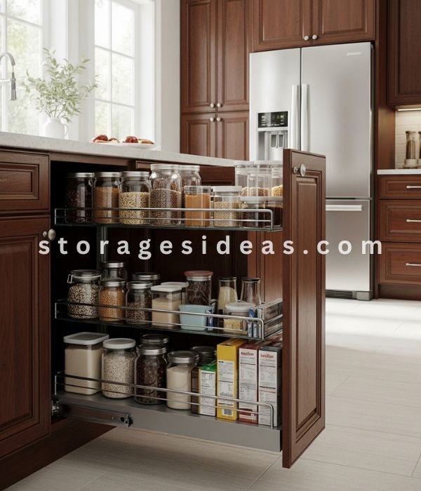 Pull Out Storage That Makes Deep Cabinets Useful