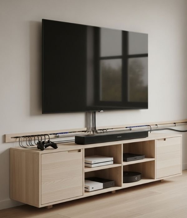 8 Simple Behind TV Storage Ideas for a Clean and Minimal Look 6 Treating Cables as One System