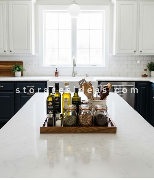 10 Simple Kitchen Counter Storage Ideas That Make Small Kitchens Feel Bigger 6 Using Trays