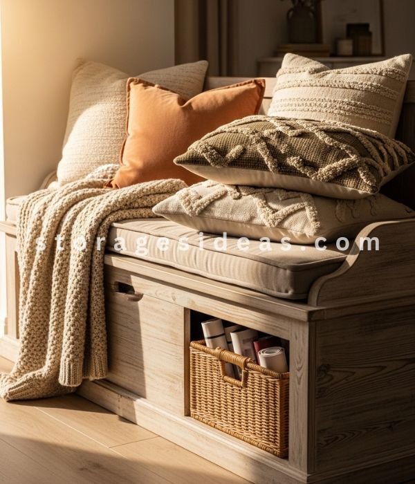 15 Living Room Partitions With Storage Ideas That Make the Space Work More Clearly 13 Using a Bench as a Low Divider