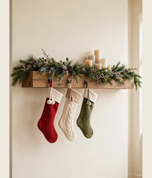 12 Christmas Mantel and Shelf Decor Ideas for Small Living Rooms 12 A Floating Shelf Faux Mantel
