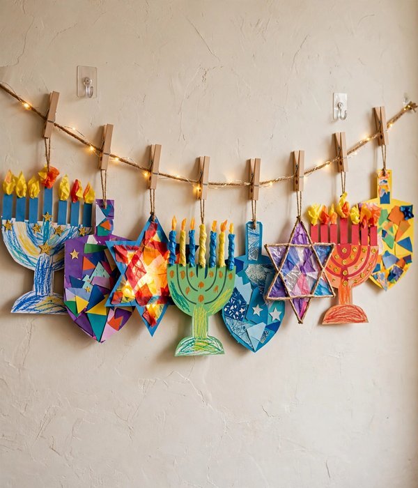 A Kids' Craft Display Line – hanukkah decor small apartment