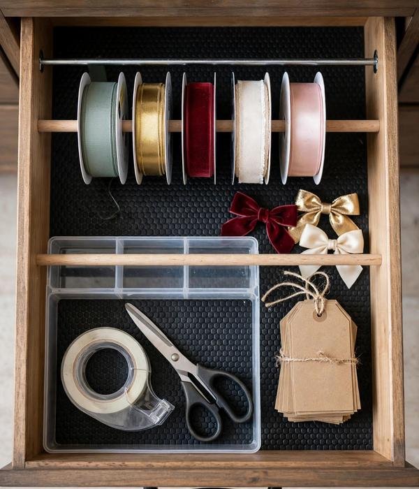 10 Wrapping Paper Storage Ideas for Closets and Carts 12 Accessory Drawer Station – wrapping paper storage ideas