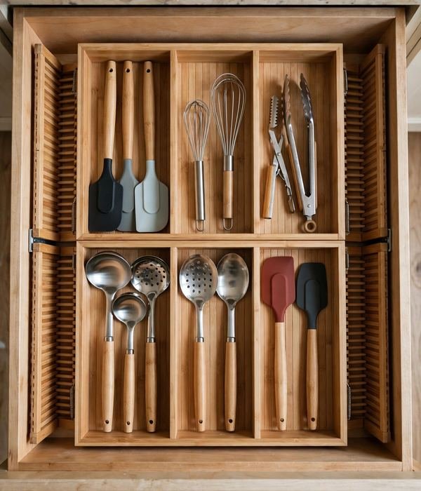 12 Kitchen Organization Gifts for Home Cooks 8 Bamboo Drawer Organizer