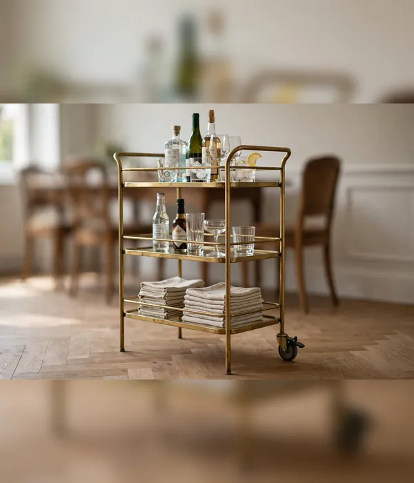 Bar Cart as Mobile Storage – dining room storage ideas