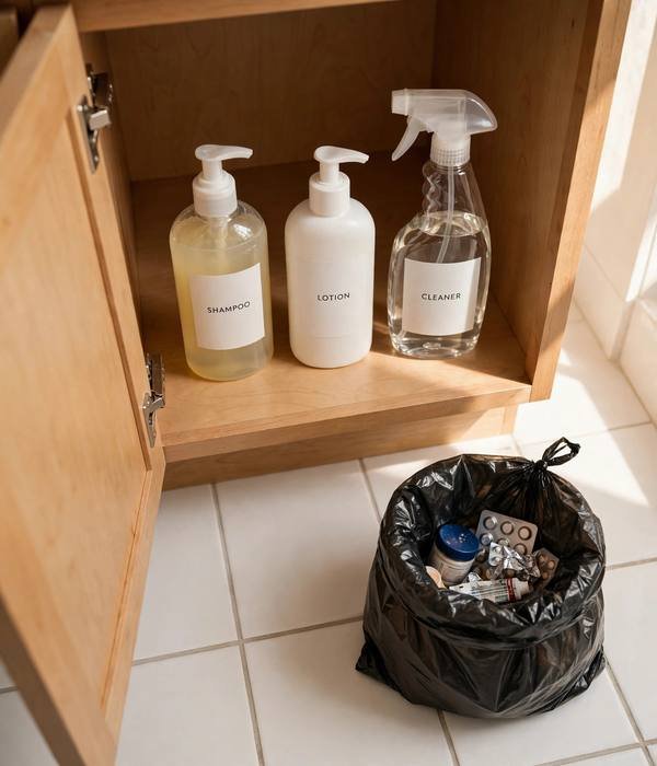 Pre-Christmas Declutter Checklist: 20 Things to Clear Before December 10 Bathroom backstock duplicates – pre christmas declutter