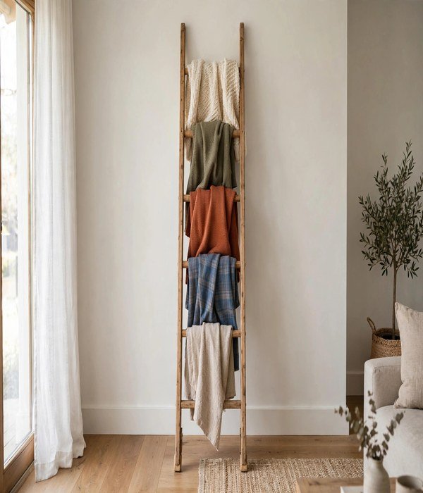 50 Home Organization Ideas for Every Room 35 Blanket Ladder
