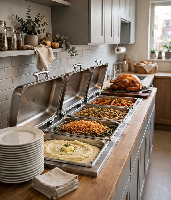 How to Host Thanksgiving in a Small Apartment: Space and Storage Plan 6 Day 5 Out: Design the One-Direction Serving Line – thanksgiving small apartment