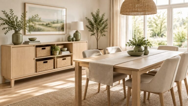 Dining room with a storage sideboard