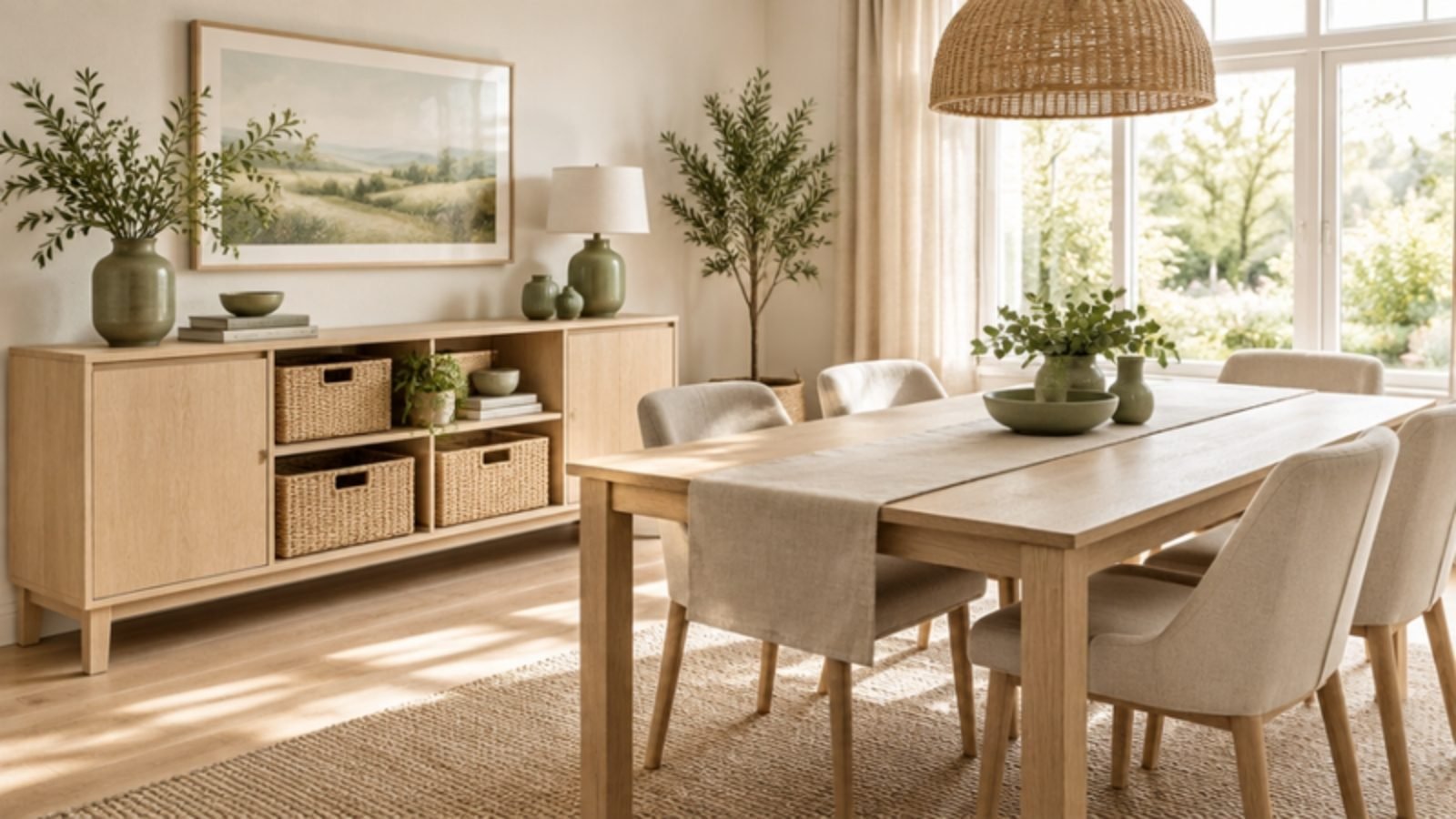 Dining room with a storage sideboard