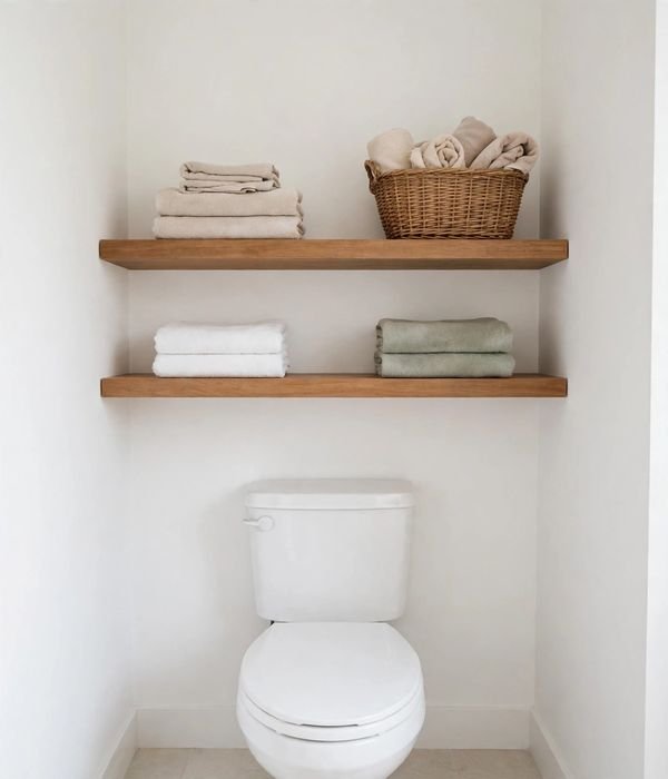 30 Bathroom Storage Ideas for Small and Large Bathrooms 16 Two floating shelves above toilet – bathroom storage ideas