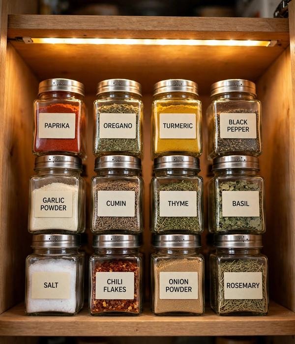 25 Organization Gifts for People Who Love a Tidy Home 8 Glass Spice Jar Set, 12-Pack