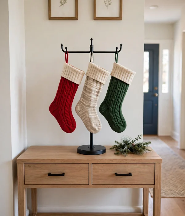 12 Minimalist Christmas Decor Ideas for a Calm, Clutter-Free Home 11 Hang Stockings Without a Fireplace – minimalist christmas decor