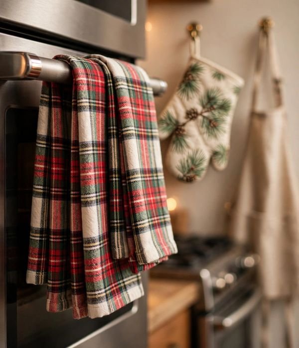 10 Christmas Kitchen Decor Ideas That Don't Clutter Counters 8 Holiday Textiles