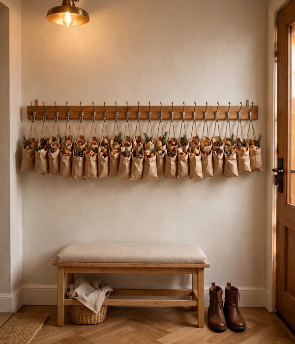 10 Advent Calendar Ideas That Double as Storage 7 hook rail advent calendar