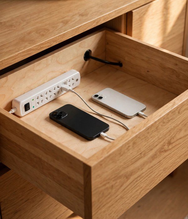 In-Cabinet Charging Drawer – living room storage ideas
