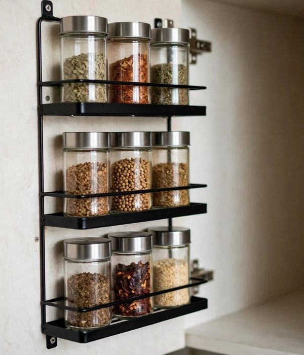 35 Kitchen Storage Ideas for Every Cabinet, Counter and Corner 27 Inside-Door Spice Racks – kitchen storage ideas