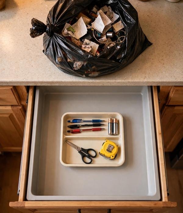 Pre-Christmas Declutter Checklist: 20 Things to Clear Before December 17 Junk drawer cleared – pre christmas declutter
