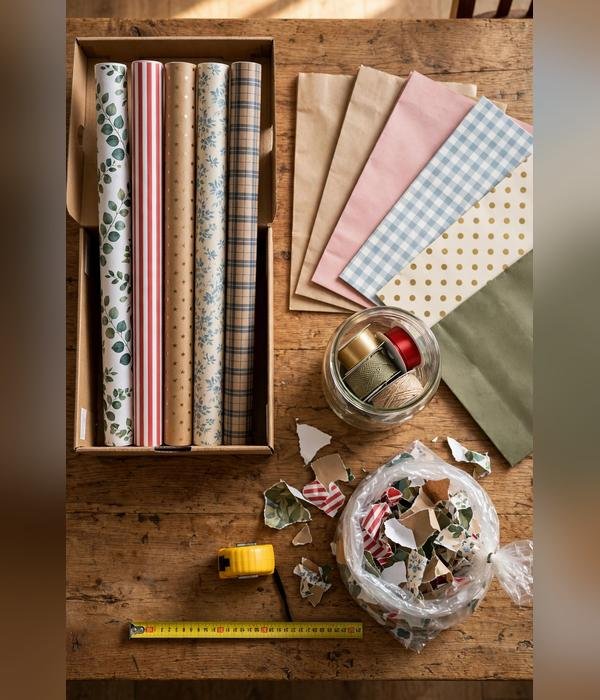 Pre-Christmas Declutter Checklist: 20 Things to Clear Before December 6 Gift wrap leftovers sorted – pre christmas declutter