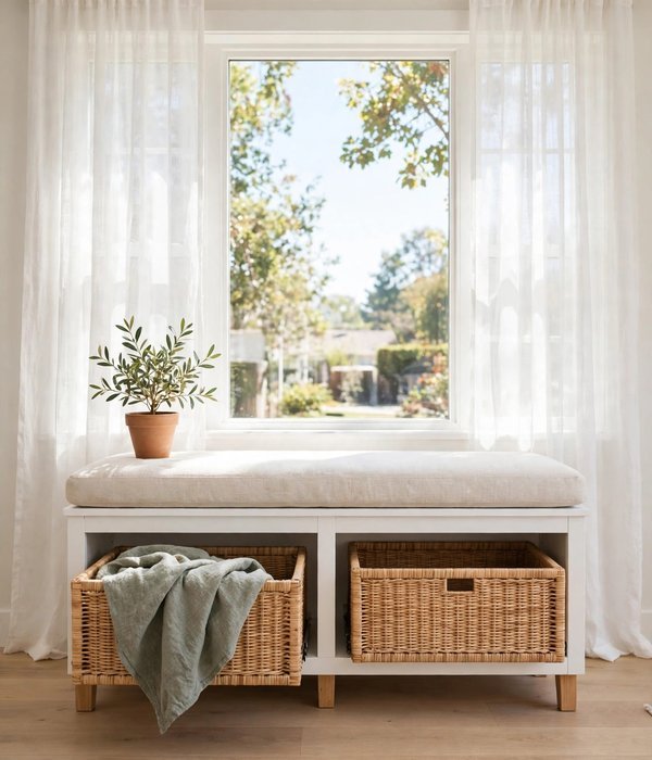 Low Window Bench Cabinet – living room storage ideas