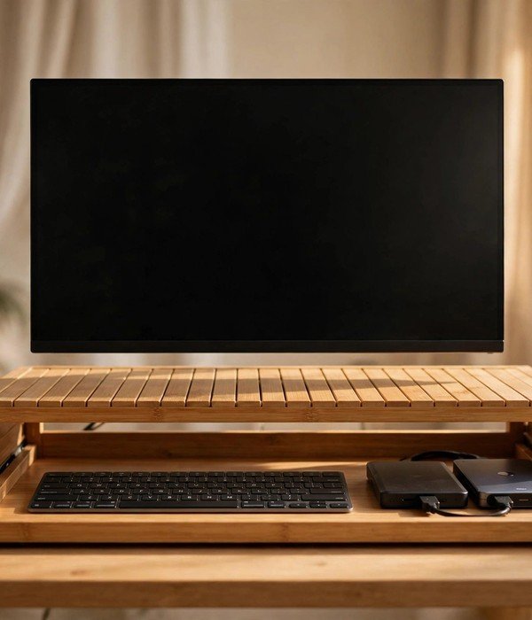 Monitor Riser With Hidden Storage – home office storage ideas