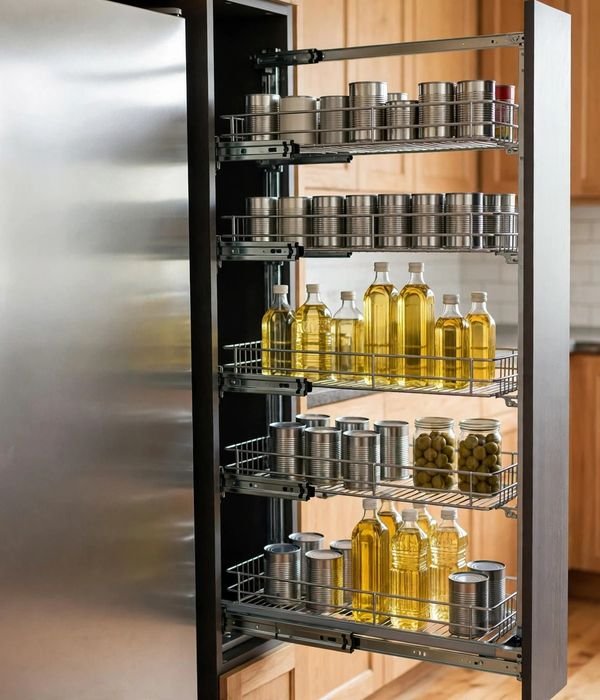 35 Kitchen Storage Ideas for Every Cabinet, Counter and Corner 35 Narrow Pull-Out Pantry Tower