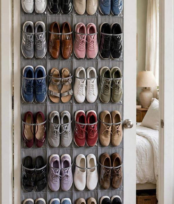 30 Bedroom Storage Ideas for Clothes, Shoes and Everything Else 17 Over-Door Shoe Organizer – bedroom storage ideas