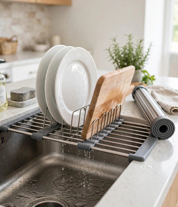 12 Kitchen Organization Gifts for Home Cooks 9 Over-Sink Roll-Up Dish Rack – kitchen organization gifts