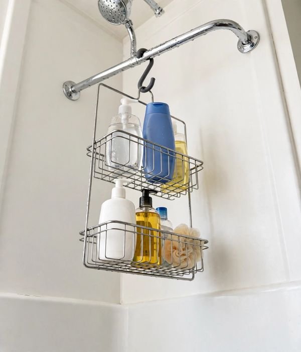 30 Bathroom Storage Ideas for Small and Large Bathrooms 11 Over-the-showerhead hanging caddy – bathroom storage ideas