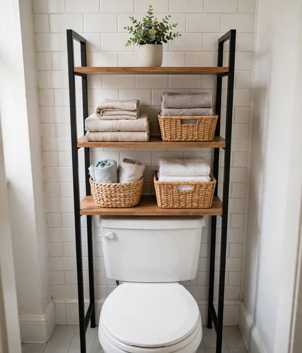 30 Bathroom Storage Ideas for Small and Large Bathrooms 15 Over-the-toilet etagere storage unit – bathroom storage ideas